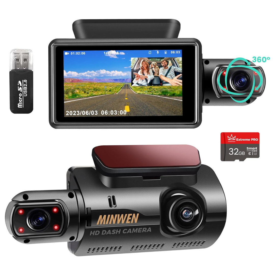 1080P HD Front & Inside Dash Camera With 3" Monitor