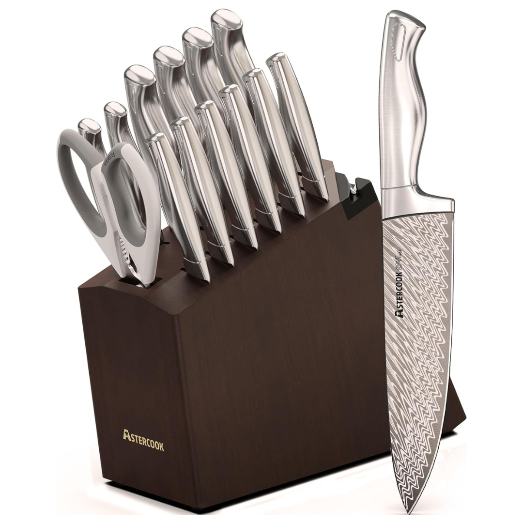 15-Piece German Stainless Steel Knife Sets W/ Built-in Sharpener