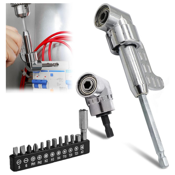 12-in-1 105 Degree Right Angle Drill Adapter With Bend Screwdriver Bit Set