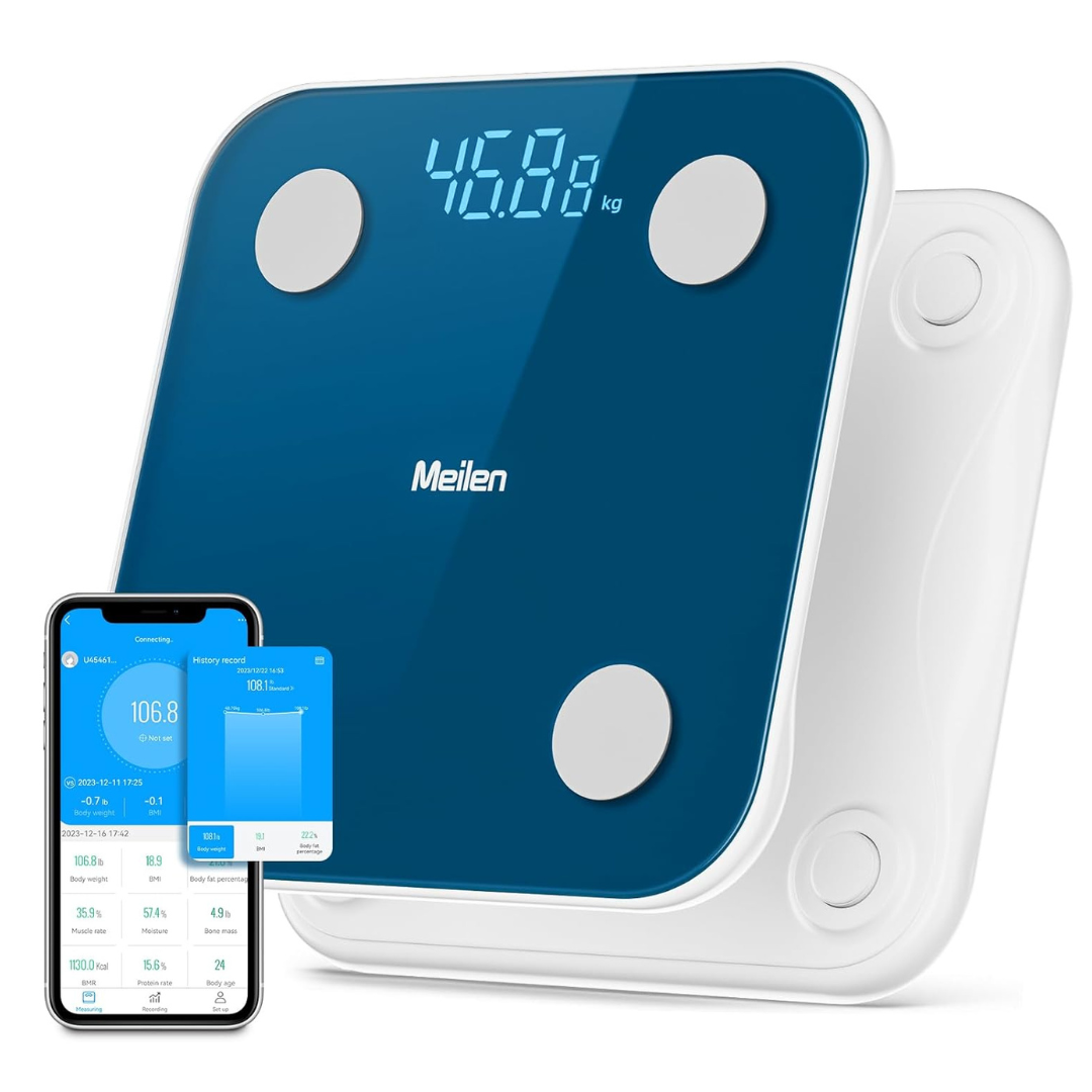 18 Body Composition BMI, Muscle, Fat Metrics Monitored Digital Weight Scale