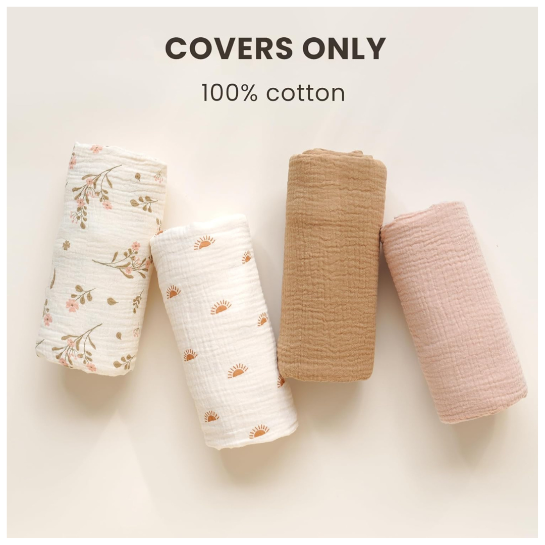 2-Pack Konssy 100% Cotton Newborn Baby Lounger Cover