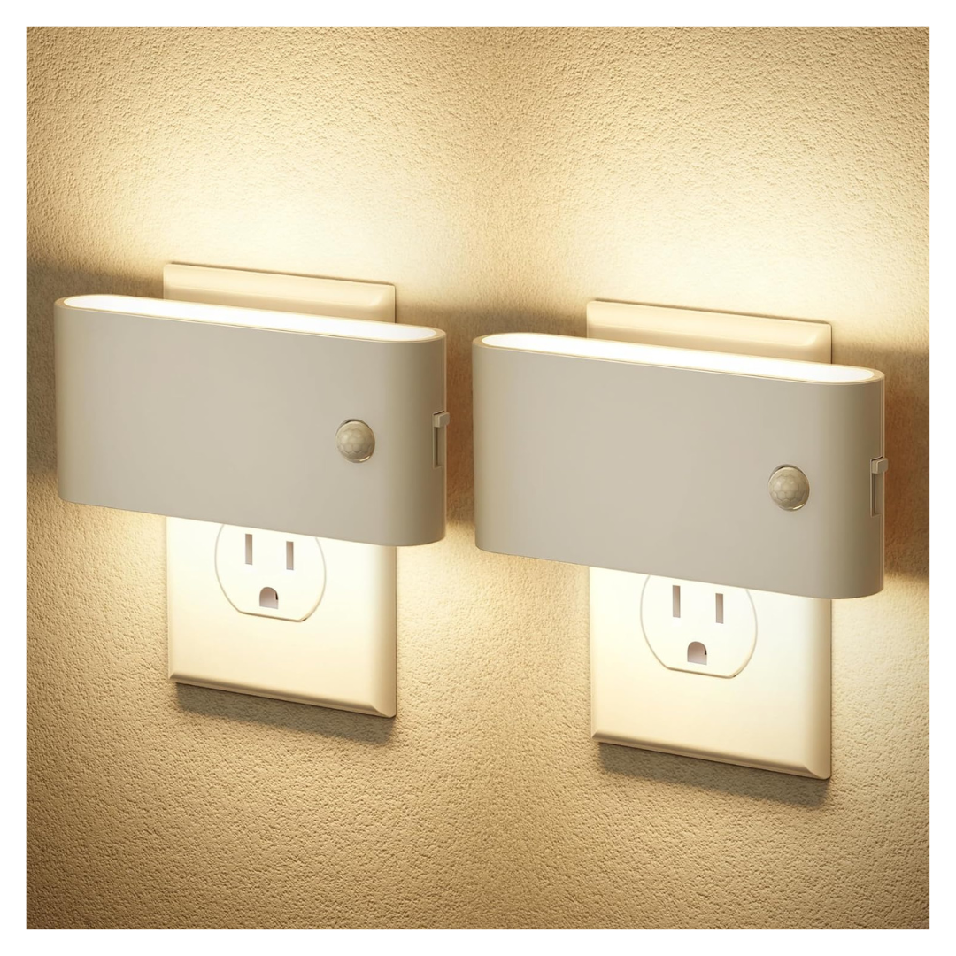 2-Pack Dimmable Plug In Motion Senor LED Night Light