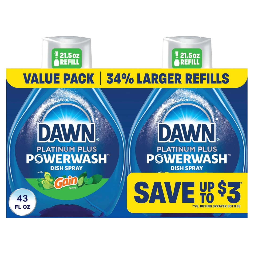 2-Pack Dawn Platinum Plus Powerwash Dish Spray Soap Refills, 43 Fl Oz