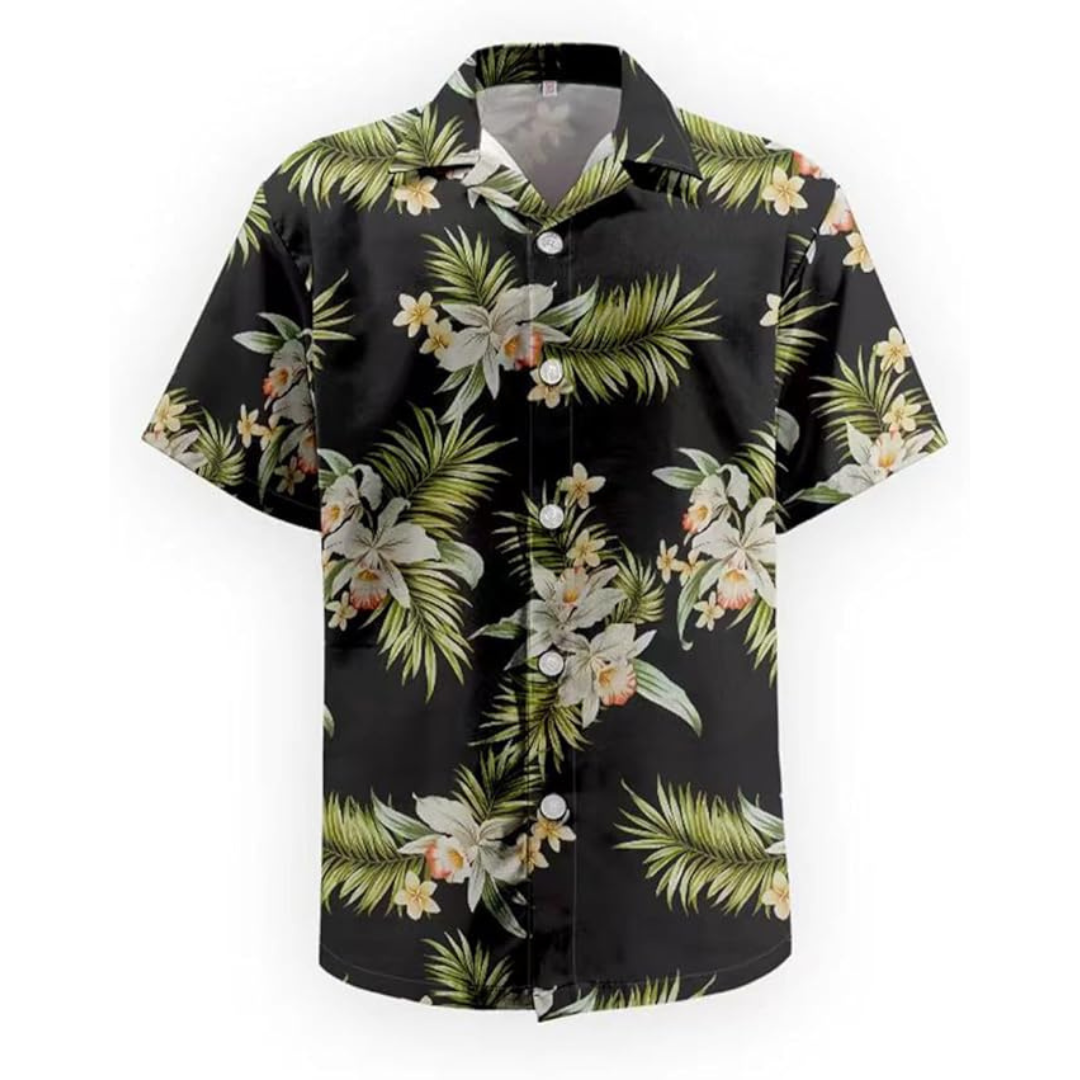 Men's Hawaiian Tropical Beach Summer V Neck Floral Shirt