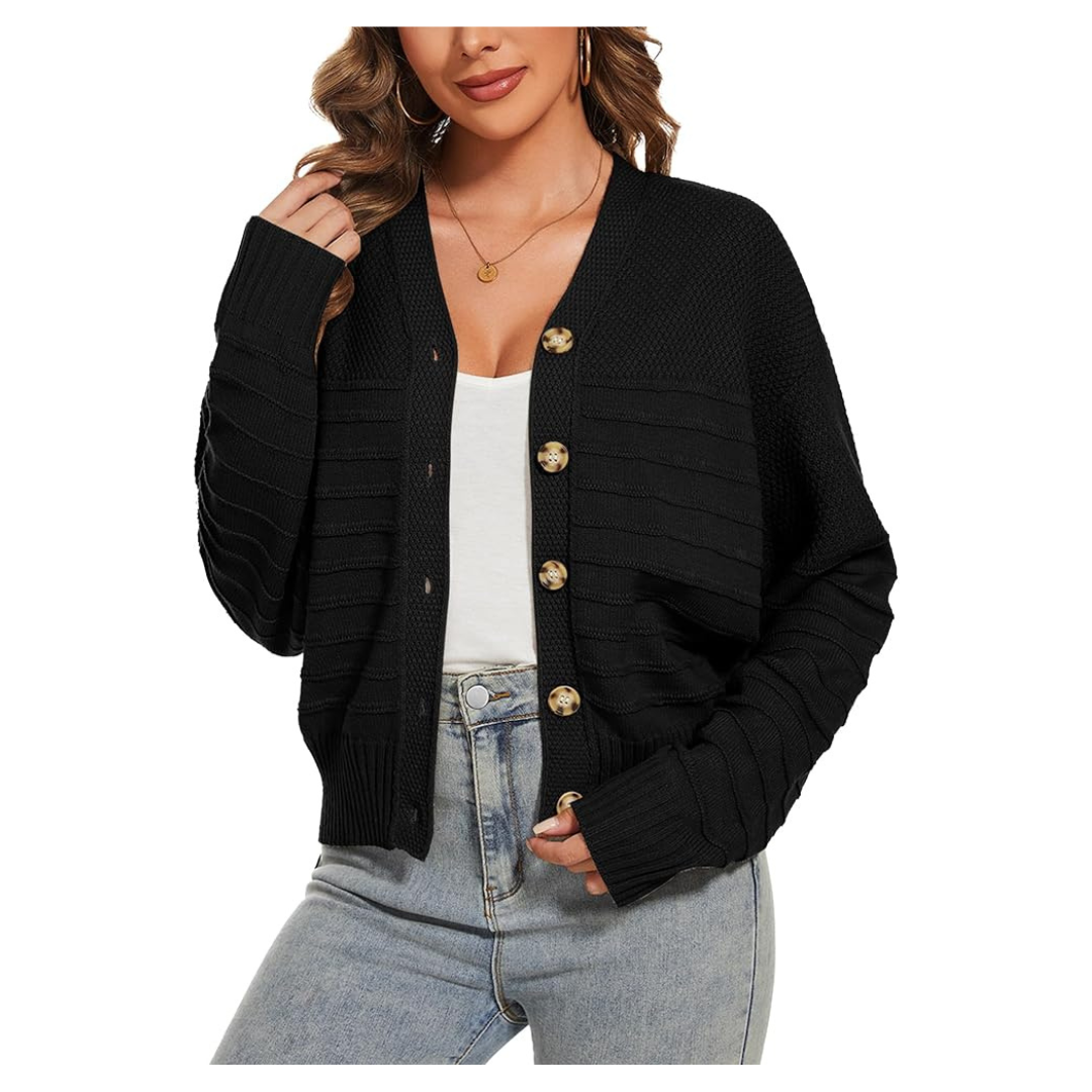 Women's Fall V Neck Cardigan Lightweight Cropped Cardigan Sweater