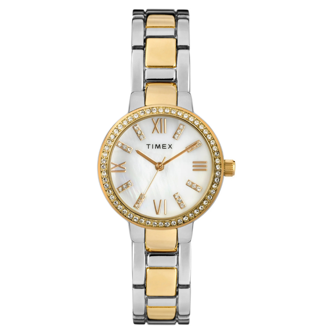 Timex Women's Dress Crystal 30mm Watch With Two-Tone Bracelet