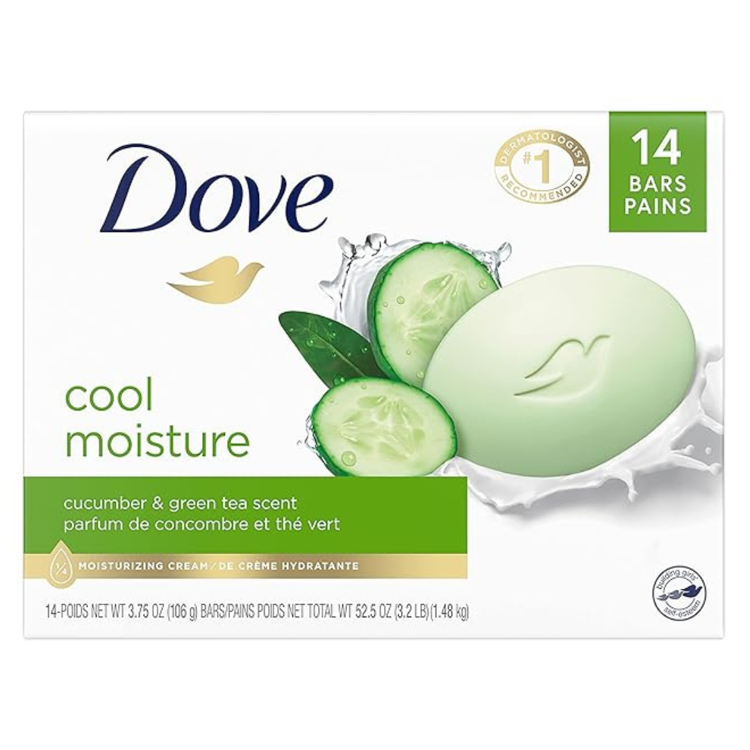 14-Count Dove Cool Moisture Soap Bar, 3.75 Oz