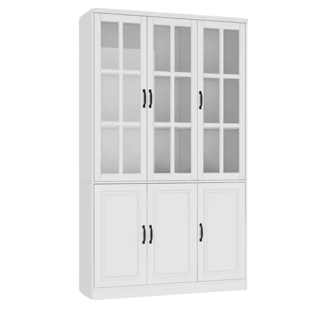 White Wood Storage Cabinet Kitchen Hutch (47.2"W x 15.7" D x 78.7" H)