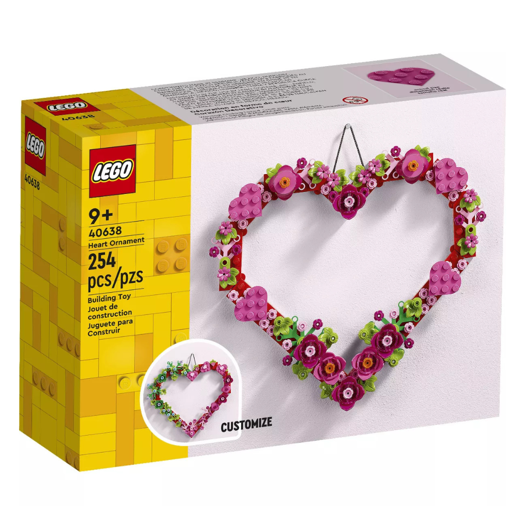 Lego Heart Shaped Artificial Flowers Ornament Building Toy Kit