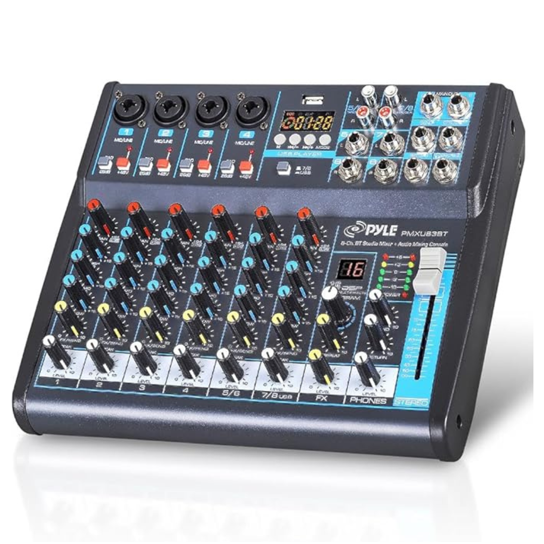 Pyle 8-Channel Bluetooth Pro Audio DJ Sound Mixer