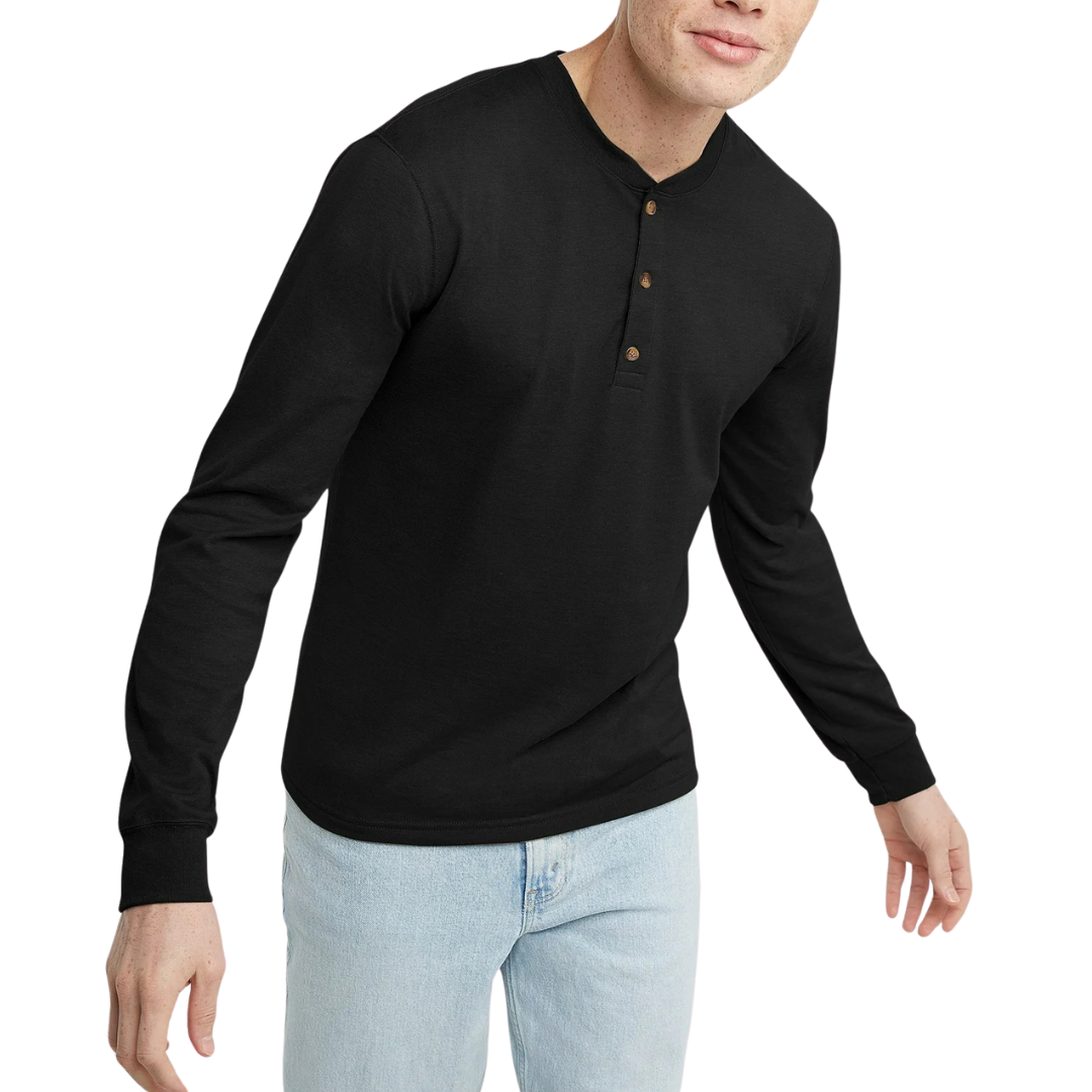 Hanes Originals Men's Ringspun Cotton Henley Shirt (Various Size)