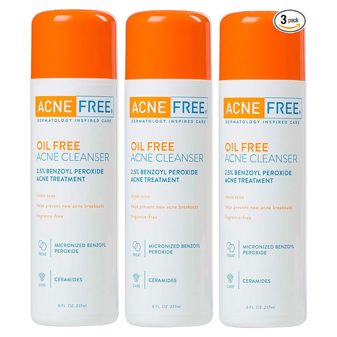 3-Pack AcneFree Oil-Free Acne Cleanser With Benzoyl Peroxide, 8 Fl Oz