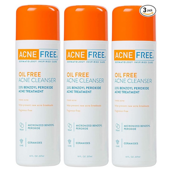 3-Pack AcneFree Oil-Free Acne Cleanser With Benzoyl Peroxide, 8 Fl Oz