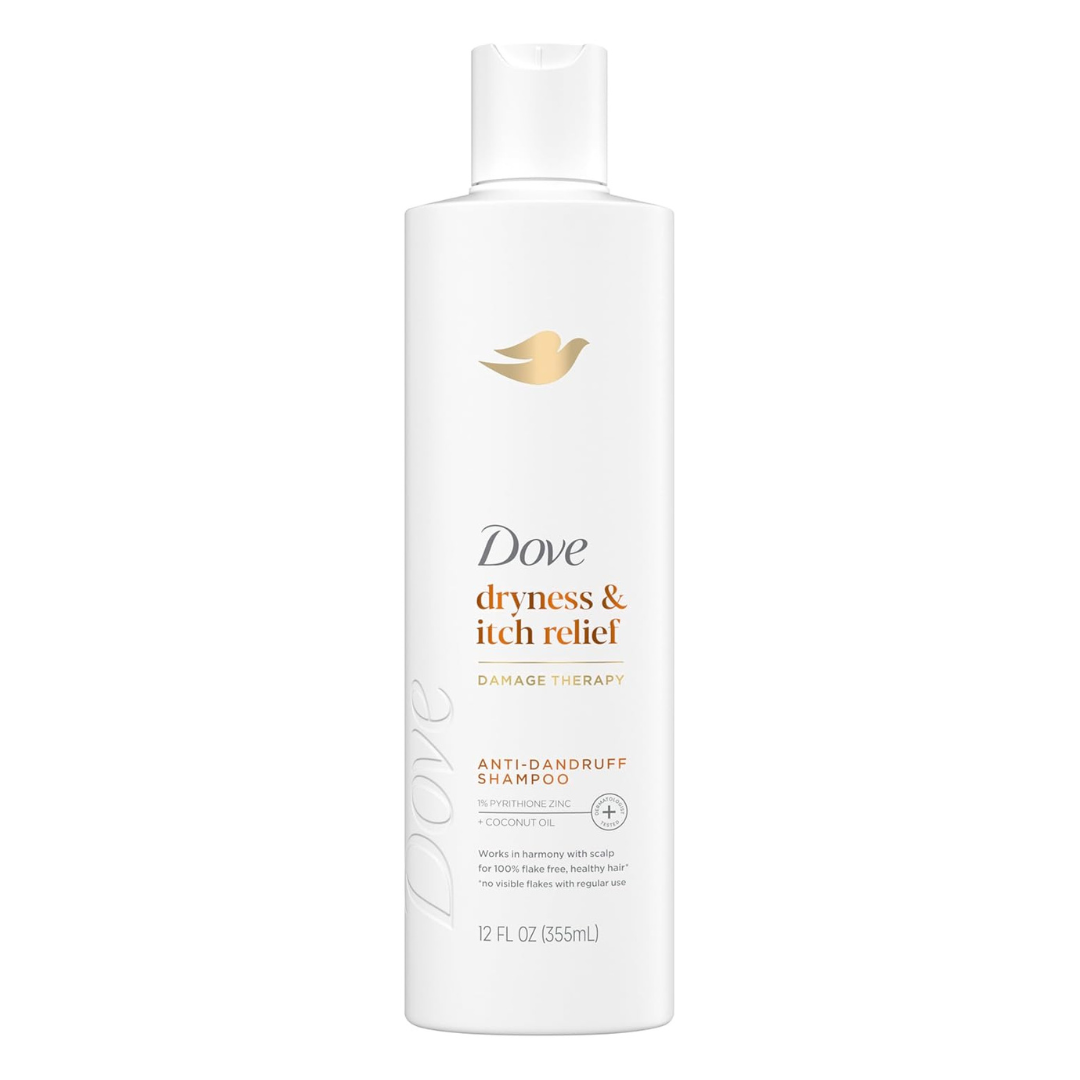 Dove Damage Therapy Derma Shampoo Dryness + Itch for Flaky Scalp With Pyrithione Zinc And Coconut Oil (12 Fl Oz)