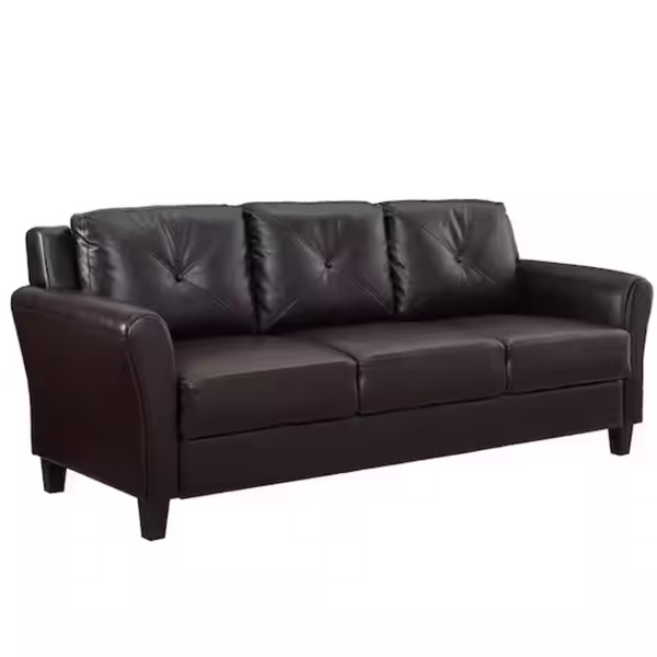 Lifestyle Solutions Romeo 31.5" Java Faux Leather 3-Seater Sofa