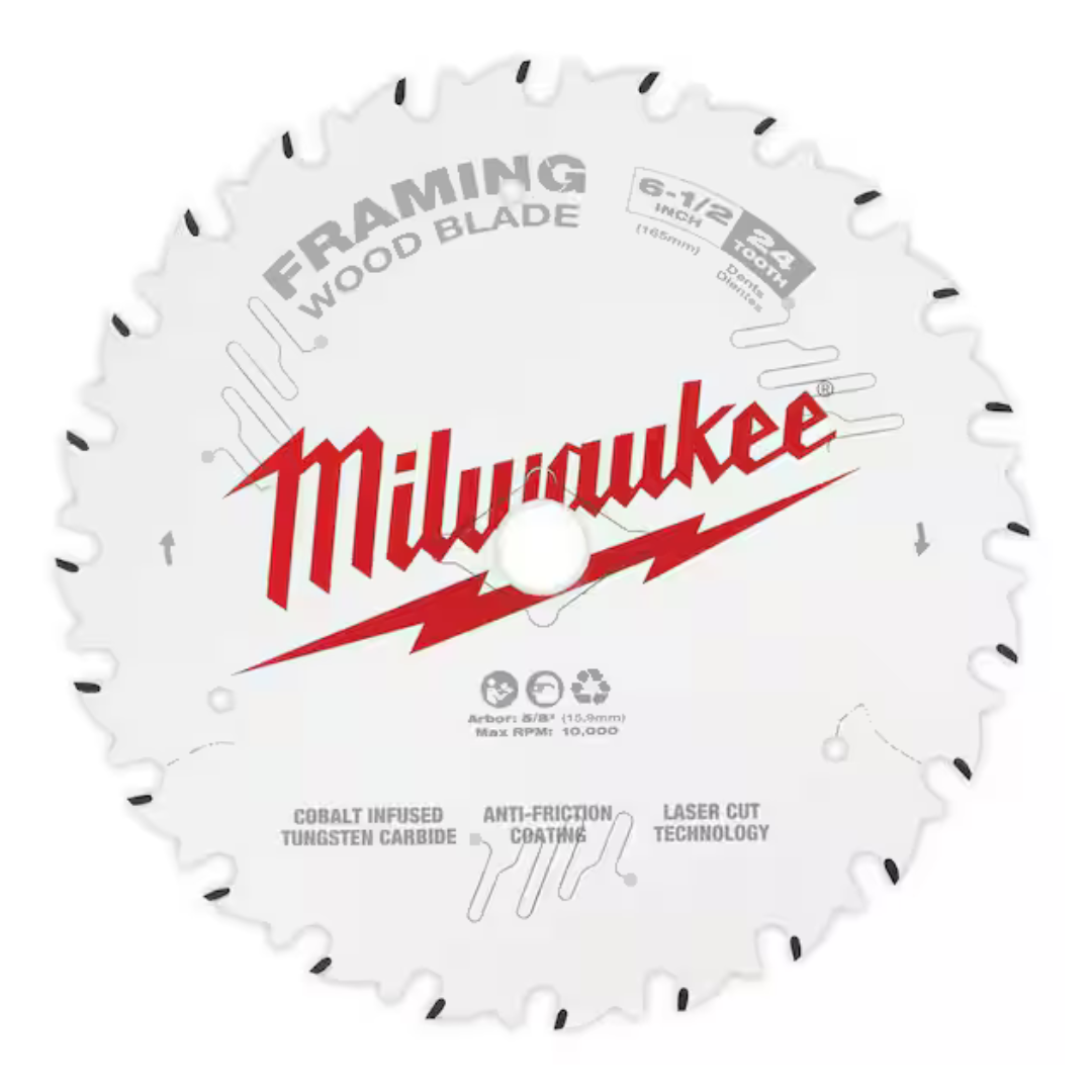 2-Pack Milwaukee 6-1/2" x 24-Tooth Carbide Framing Circular Saw Blade