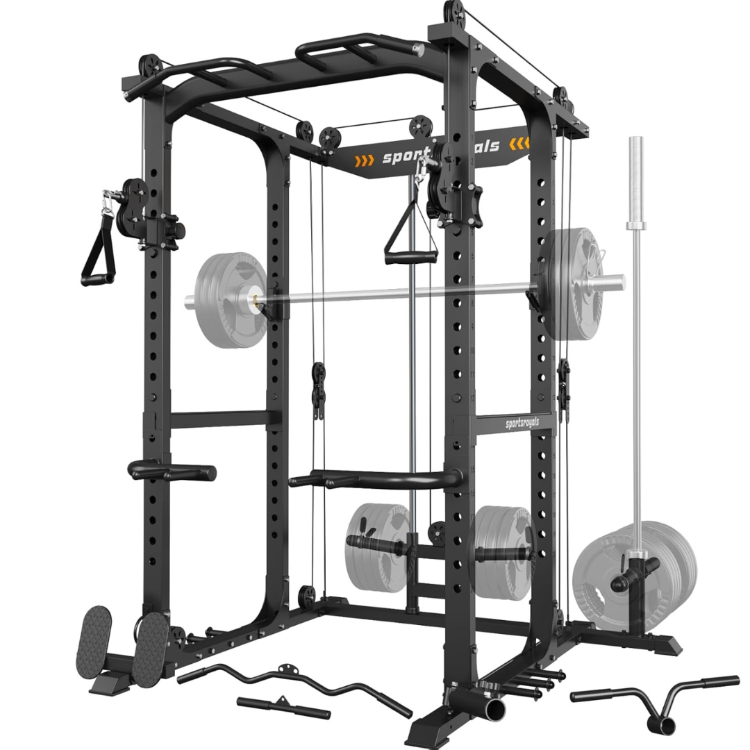 Multi-Function Power Rack with Adjustable Cable Crossover System