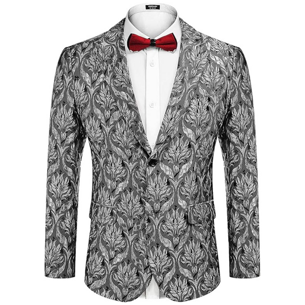 Coofandy Men's Floral Rose Embroidered Wedding Prom Dinner Party Blazer