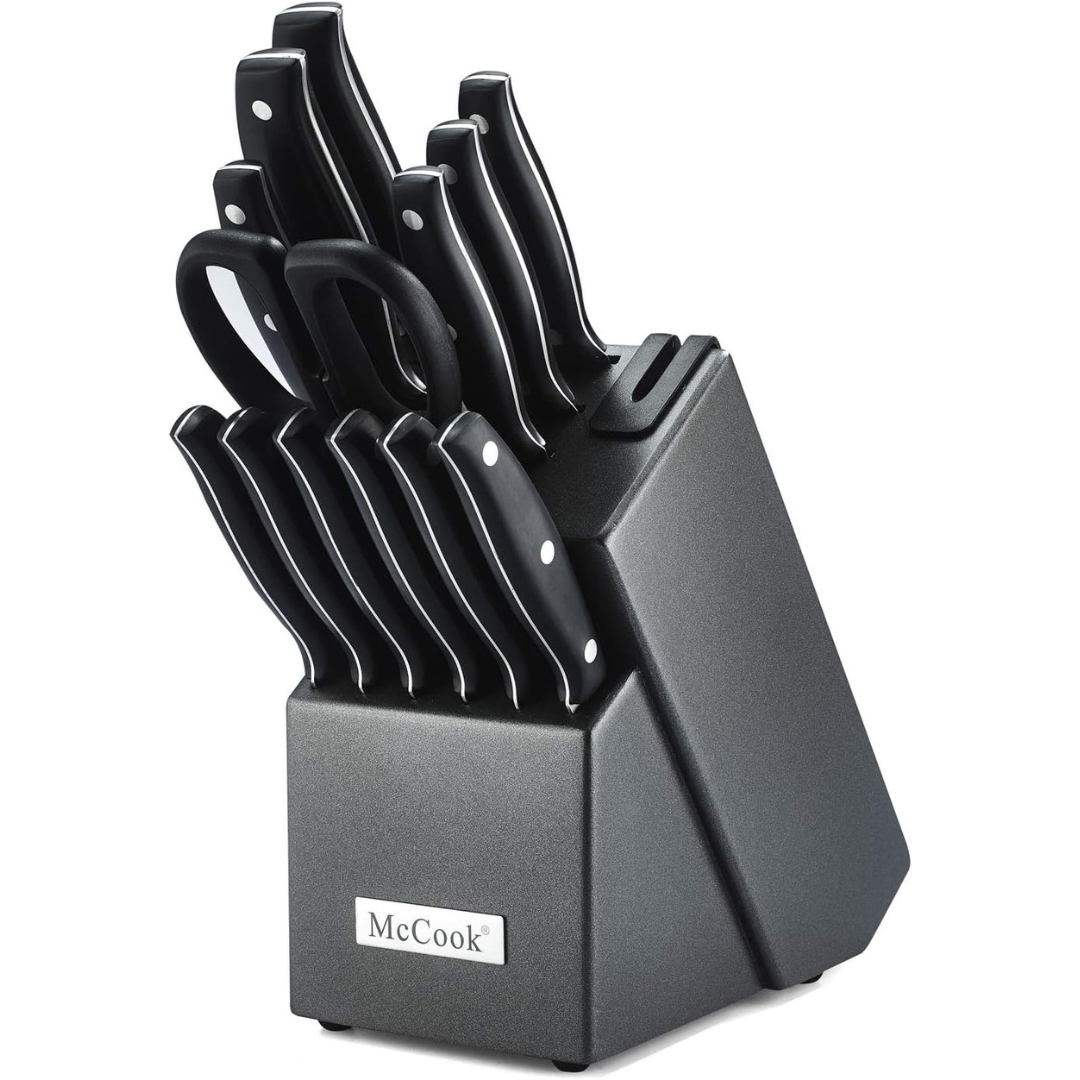 14-Piece McCook MC39 Full Tang Triple Rivet Kitchen Knife Block Set