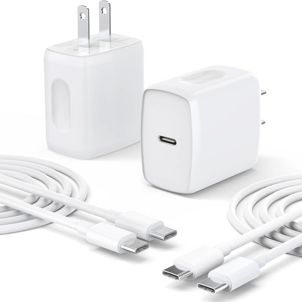 2-Pack 5W USB-C Charger Block with 2-Pack 6ft USB-C to C Cable