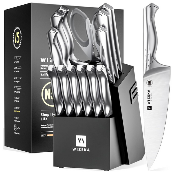 15-Pieces Professional Chef German Stainless Steel Knife Set