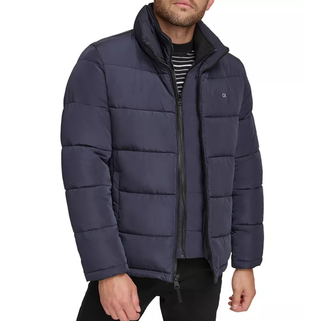 Calvin Klein Men's Puffer With Set In Bib Detail