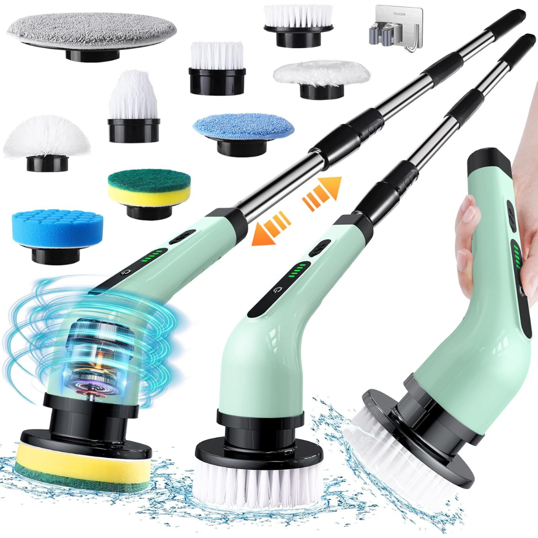 Cordless Electric Spin Scrubber with Long Handle