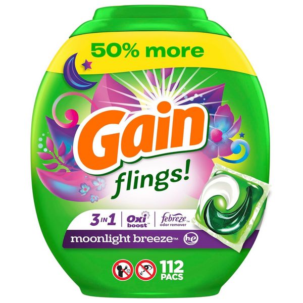 112-Count Gain Flings Laundry Detergent Soap Pacs