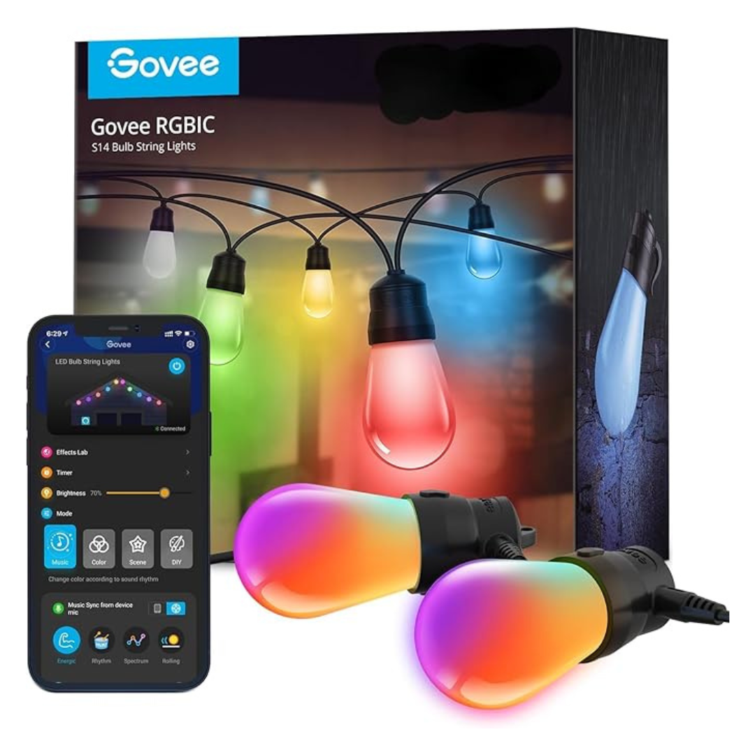 Govee 48ft Shatter-Proof Bluetooth RGBW Outdoor String Lights