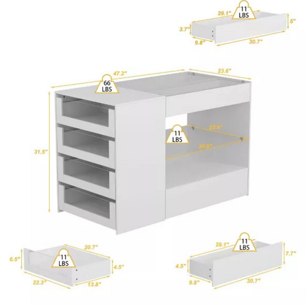 Glass-Top Dressing Island with /Storage