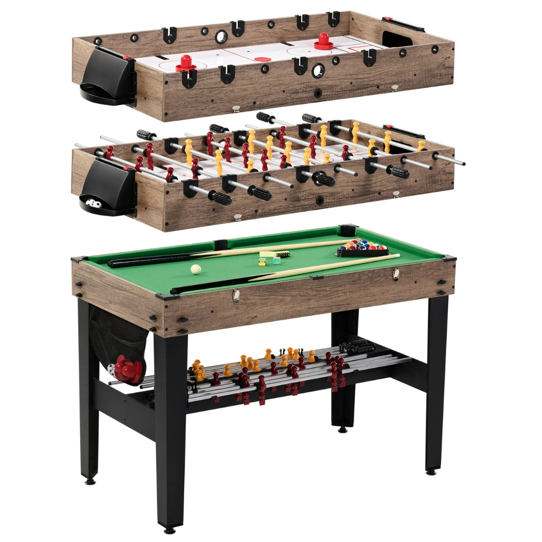 48" 3-in-1 Combo Game Table: Pool, Air Hockey & Foosball