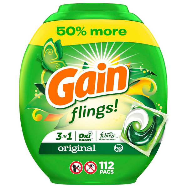 112-Count Gain Flings Laundry Detergent Soap Pacs