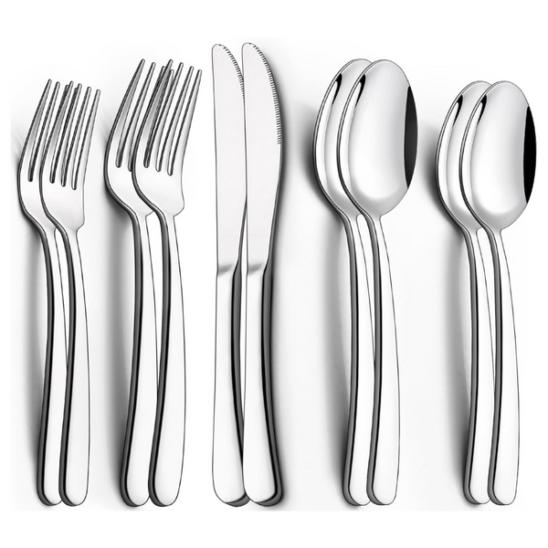 40-Piece Heavy Duty Stainless Steel Solid Flatware Set (Round Edge)