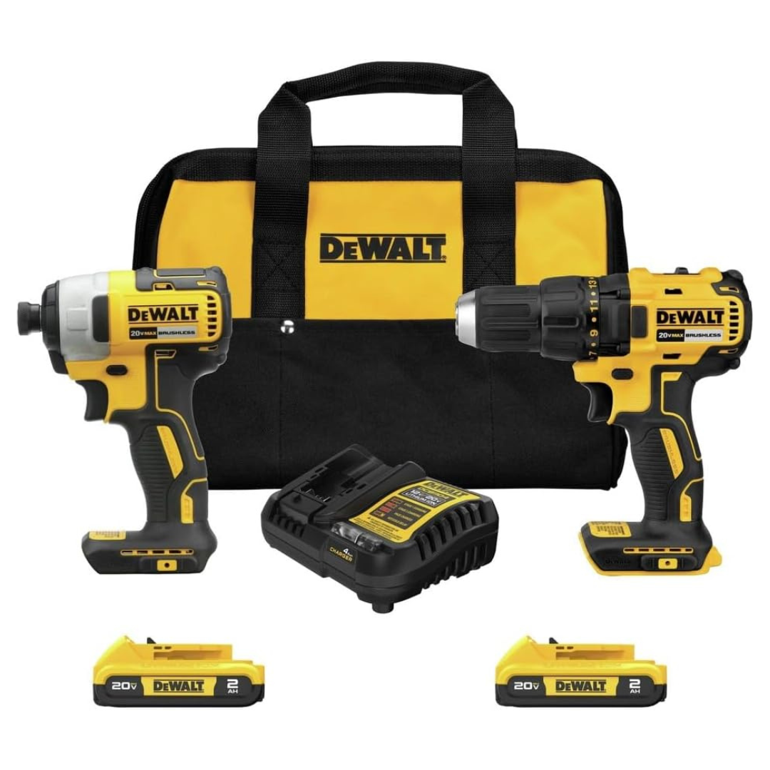 DEWALT 20V MAX Cordless Drill / Impact Driver Set W/ 2 Batteries, Charger