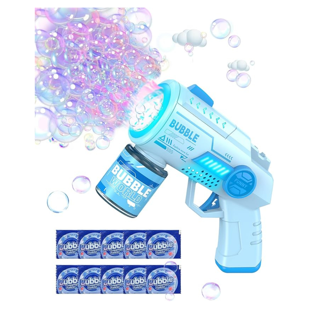 Kids Leakproof Bubble Machine Gun With 10-Pieces Bubble Solution