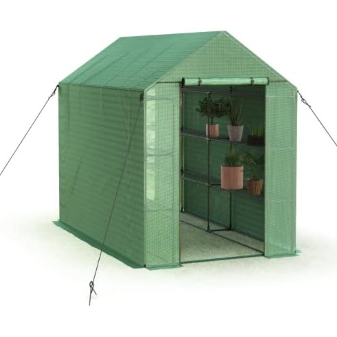 Sundale Outdoor 97" x 56" x 77" Walk In Pop Up Greenhouses With Shelves