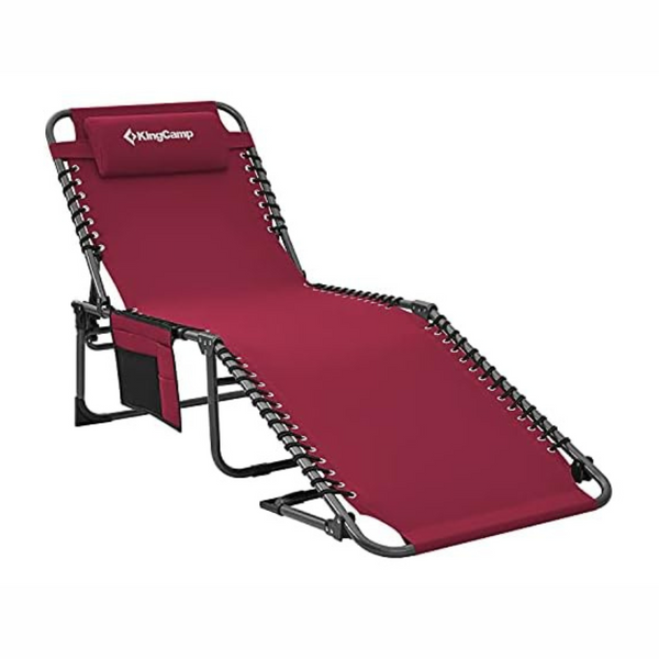 5-Position Adjustable Patio Lounge Folding Tanning Chair With Pillow