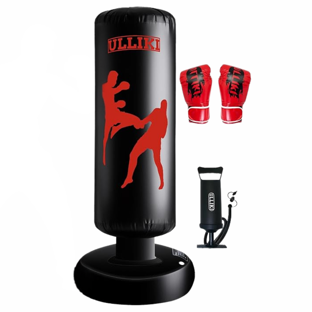 67" Freestanding Heavy Punching Bag With Boxing Gloves & Pump