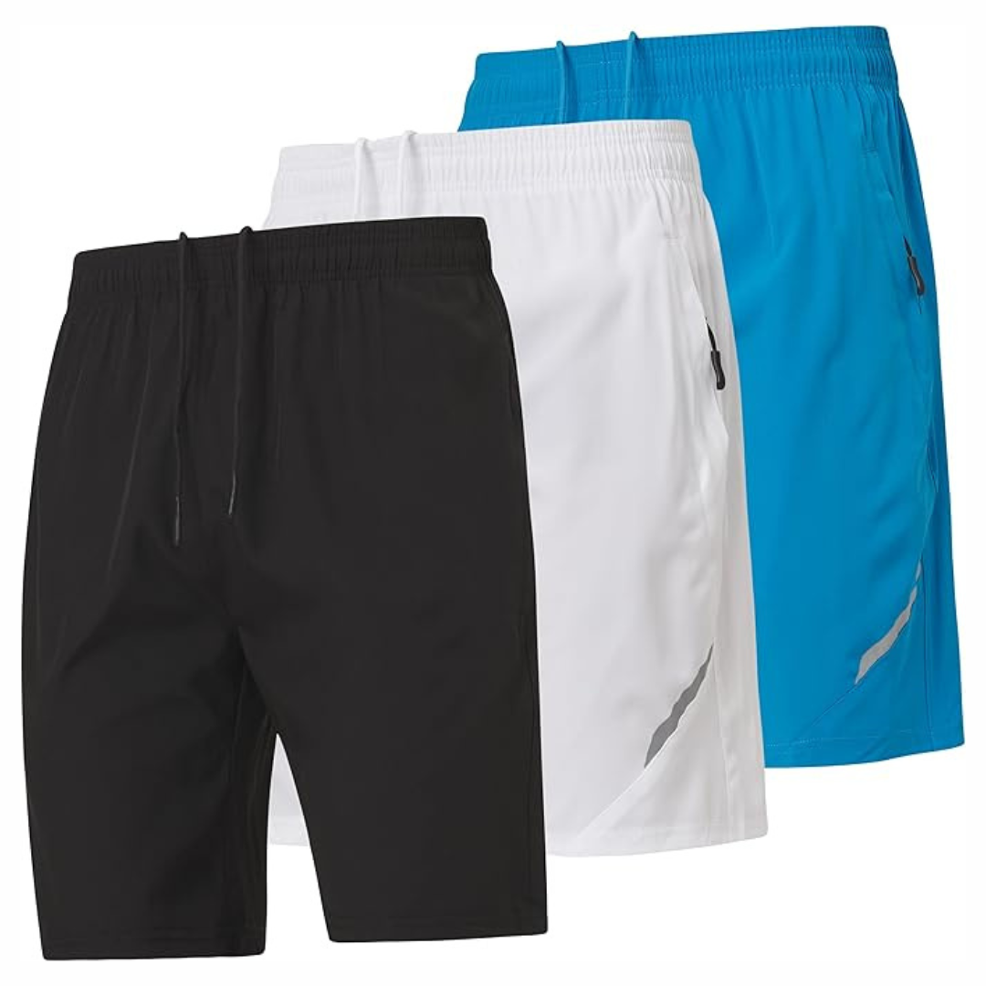 3-Pack Ultra Performance Men's Nylon Stretch Athletic Running Gym Shorts