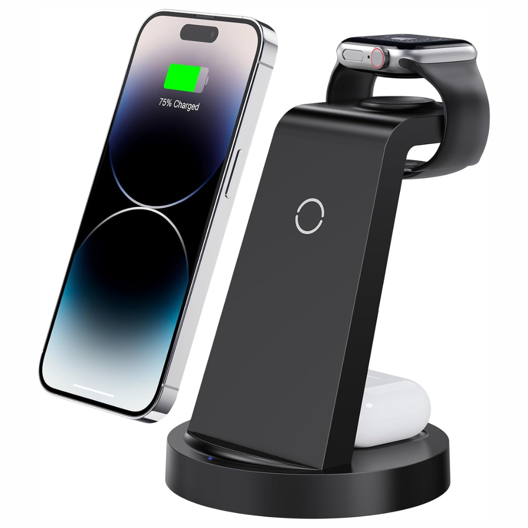 3 In 1 Wireless Multiple Devices Charger Stand For Apple (Black)