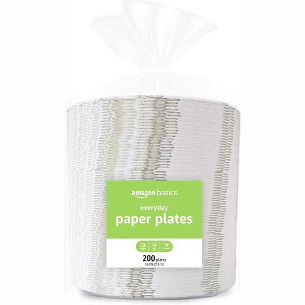 200-Count Amazon Basics 8 5/8 Inch Disposable Everyday Paper Plates