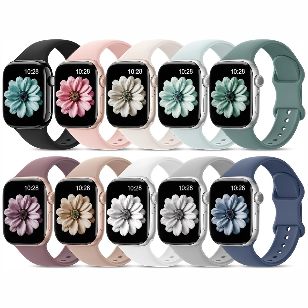 10 Pack Sport Silicone Bands Compatible for Apple Watch