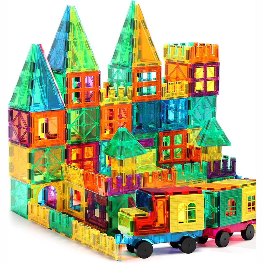 100-Piece STEM Construction Magnetic Tiles Building Toy Set