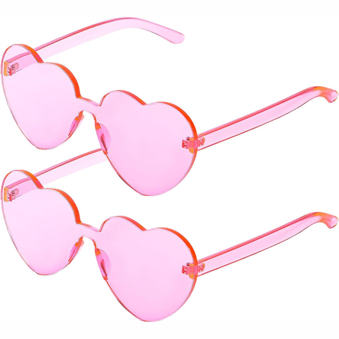 2-Pack Thick Lens Heart Shaped Sunglasses for Women