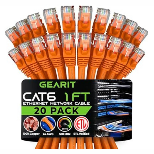 20-Pack GearIT 1ft Cat 6 Ethernet Cable