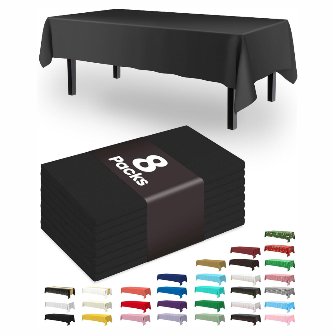 8-Pack 54" x 108" Plastic Disposable Table Cloth