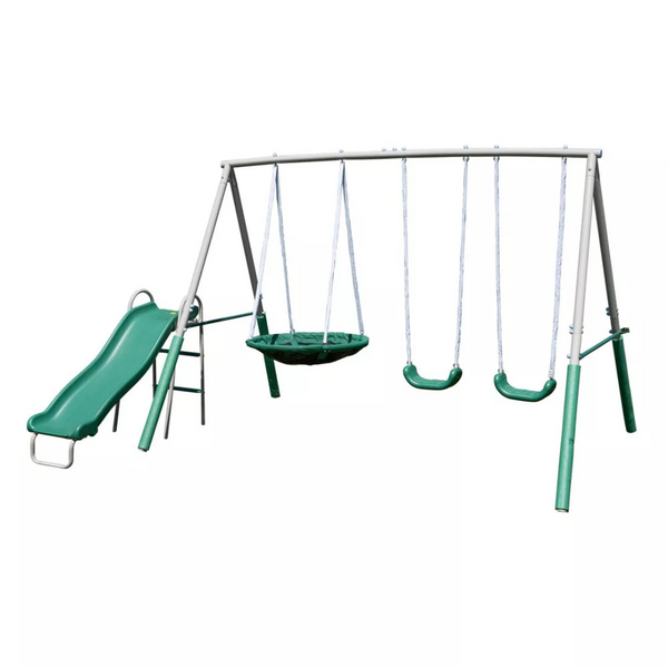 TSC Northridge Metal Swing Set With 32" Saucer Swing And 5' Slide