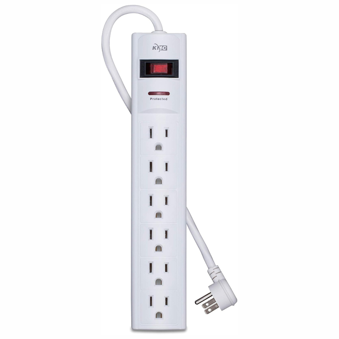 1200 Joule 6-Outlet Surge Protector Power Strip With 10ft Cord