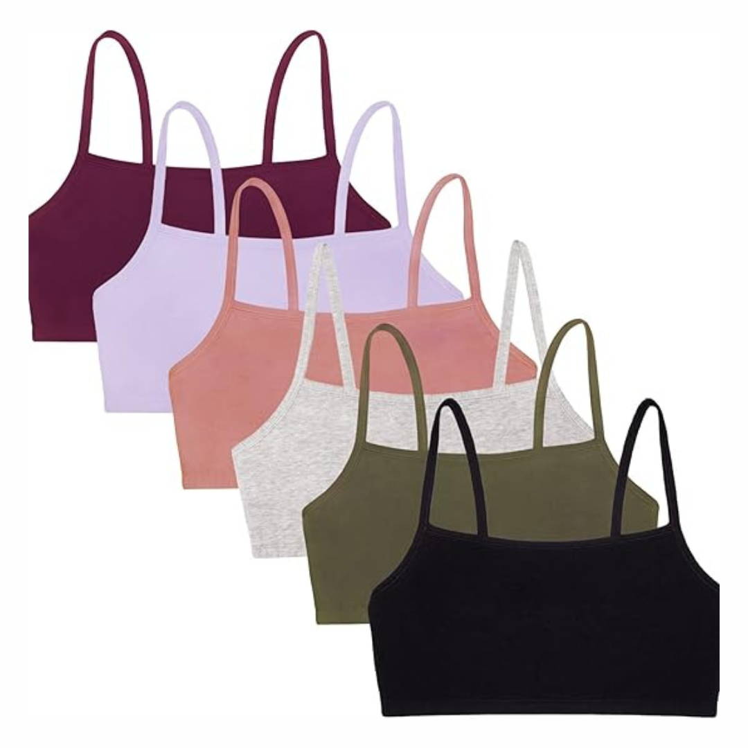 6-Pack Fruit Of The Loom Women's Spaghetti Strap Cotton Pullover Sports Bra