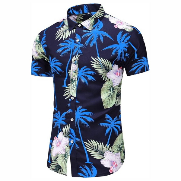 Men's Printed Beach Hawaiian Slim Fit Dress Shirt